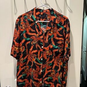 All Saints red print shirt, Large